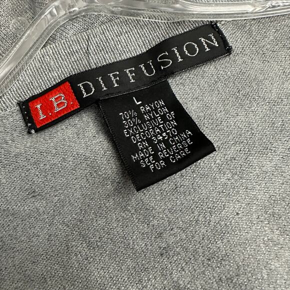 IB Diffusion Womens Cardigan Sweater Size L Gray Rosettes Classic Feminine‎ - Picture 3 of 7